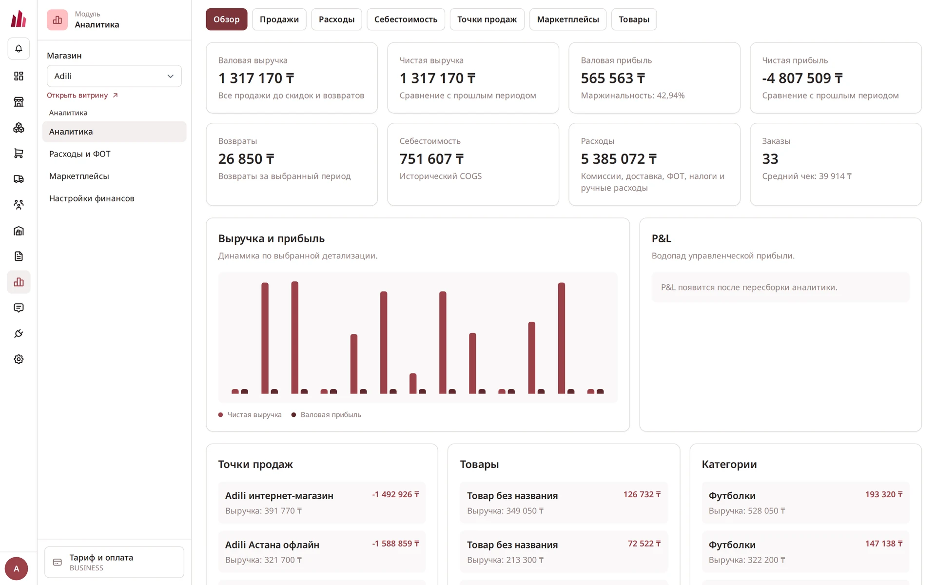 Аналитика — скриншот интерфейса